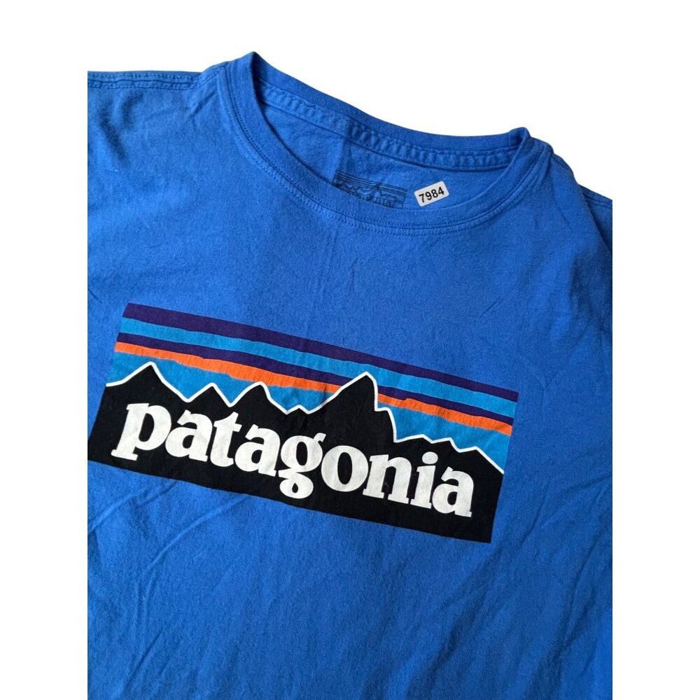 Patagonia boys Blue Short-Sleeve Logo T-Shirt Size boys M 100% Cotton Casual Wea
